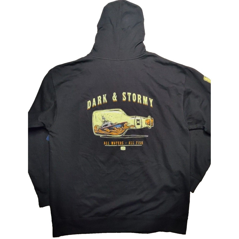 AVID Dark & Stormy Ship in A Bottle Men 2XL Black Fleece‎ Pullover Hoodie NEW
